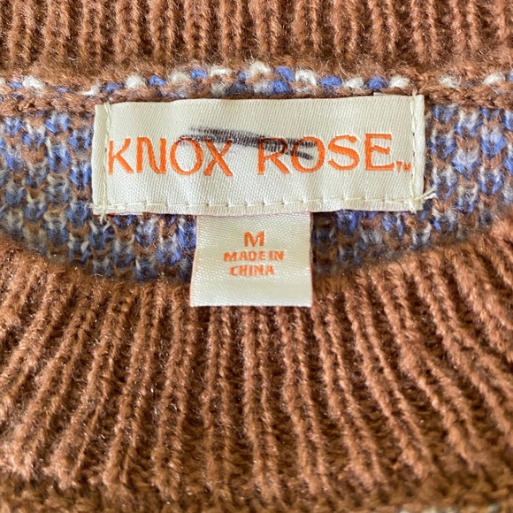 Knox Rose Blue and Brown Patterned Sweater Size M - Picture 4 of 5